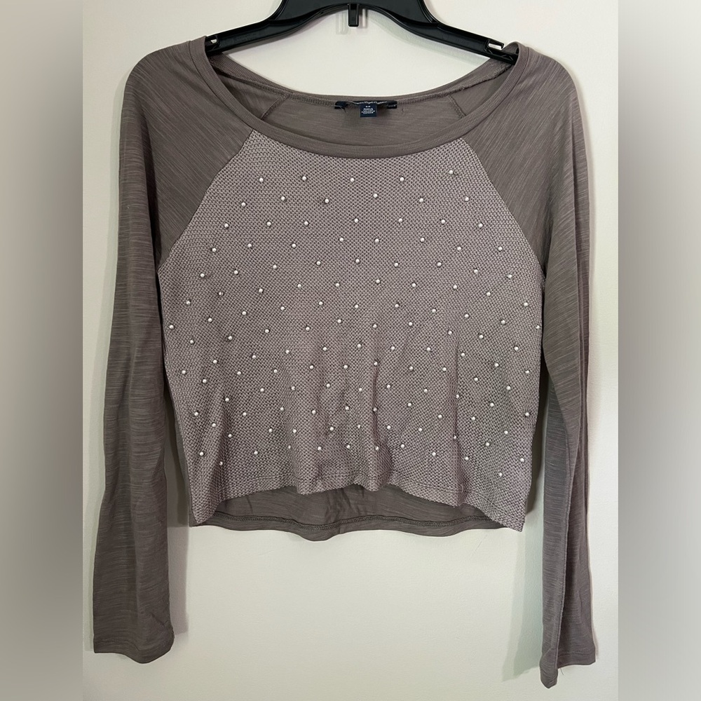 American Eagle crop top with pearls  size small